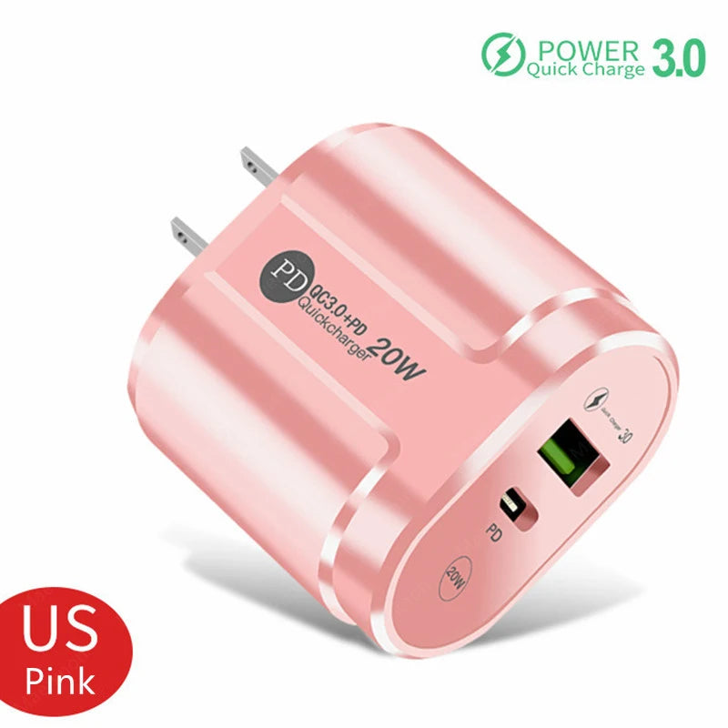 USB Charger Quick Charge QC4.0 3.0 For iPhone Xiaomi Oneplus 40W EU/US/UK Plug Fast Phone Adapter Portable Type C Wall Charger