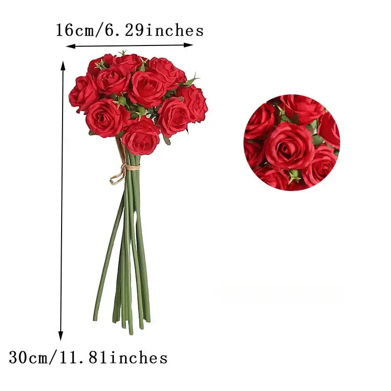 18 individual roses in hand, finished flower bouquet, living room decoration, artificial flower, artificial