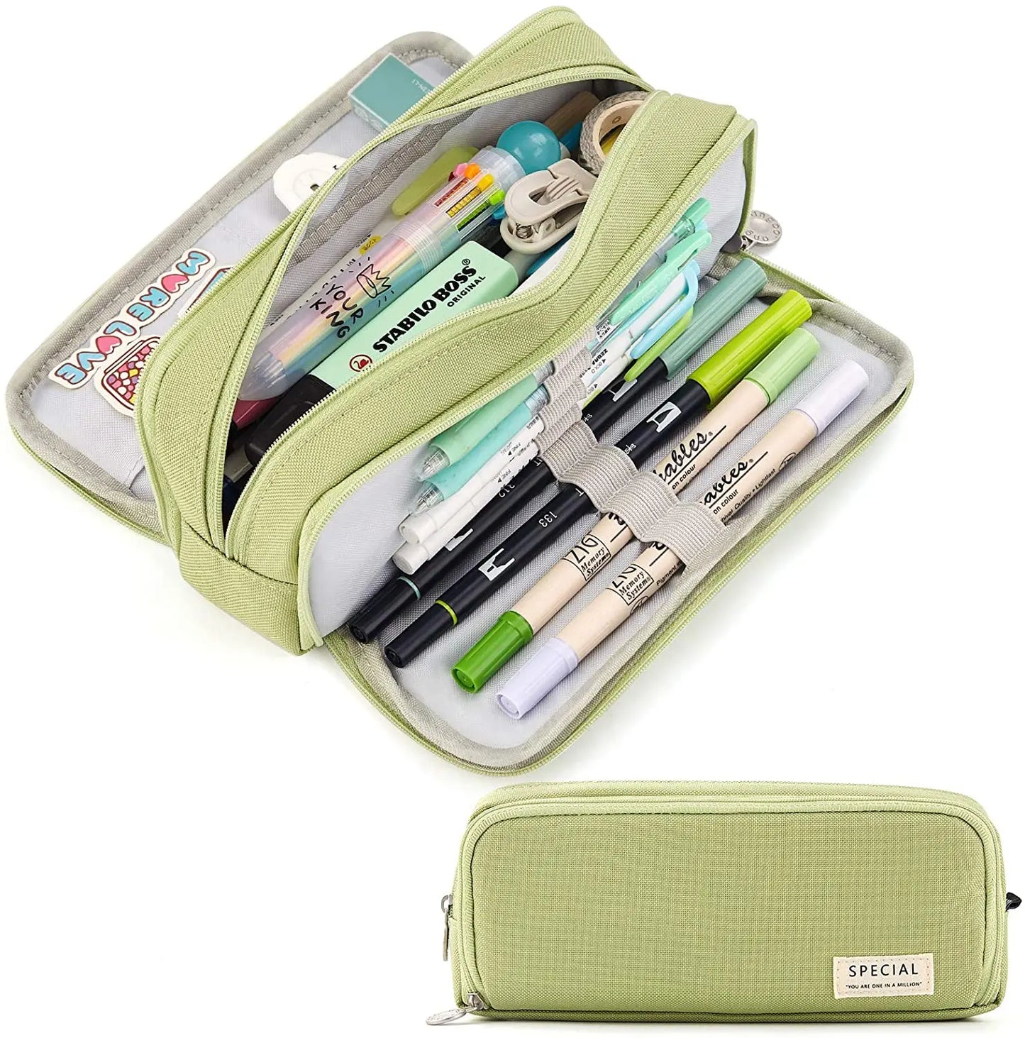 Large Capacity Pencil Case 3 Compartment Canvas for Students Box Office Student Pen Bag Stationery Back to School Supplies