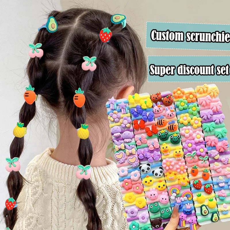 20-50 Pieces/Set Rubber Band for Children Cartoon Hair Band New Sweet Baby Hair Rope Hair Accessories