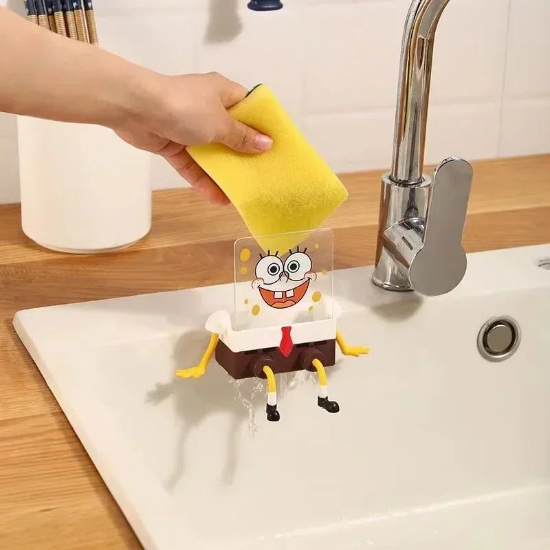 SpongeBob SquarePants Dish Washing Brush Sponge Kitchen Supplies Drain Rack Cleaning Dishes Brushes Reusable Scrub Scouring Pad