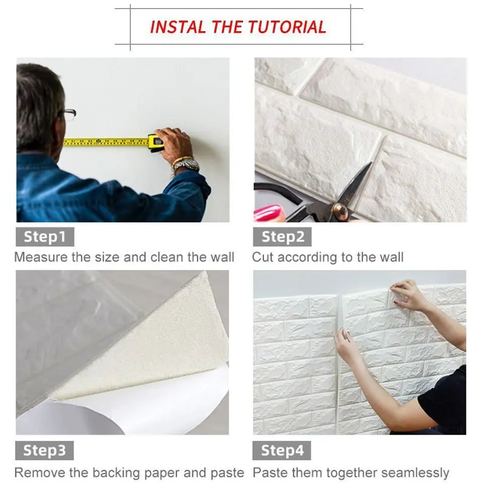 3D Wall Sticker 70cmx2m Continuous Retro Imitation Brick Wallpaper Self Adhesive Waterproof Wallcovering Living Room Wall Decor