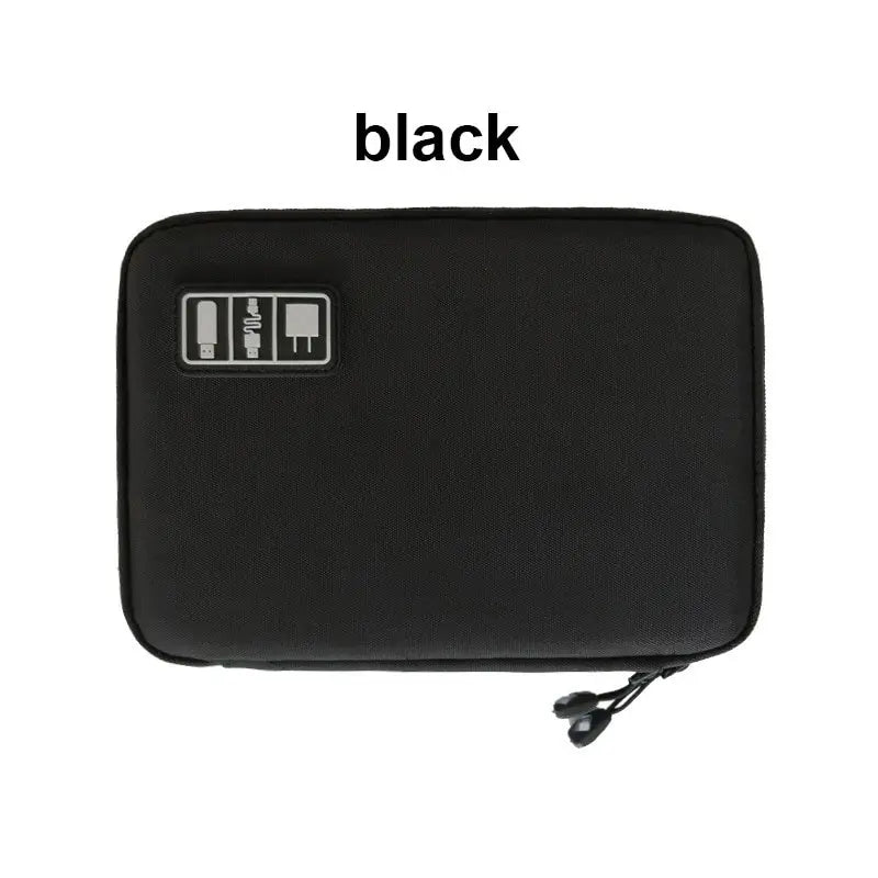 1pc Black Green Storage Bag Electronic Accessory Organizer Portable Usb Data Cable Charger Plug Travel Waterproof Organizer