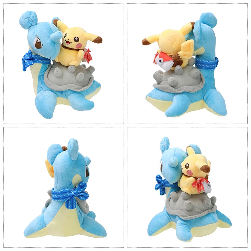 Legendary Pokemon Latias Latios Lapras Plush Toy Pikachu Riding Latios Lapras Anime Peluche Stuffed Doll Kawaii Dragon Doll Gift