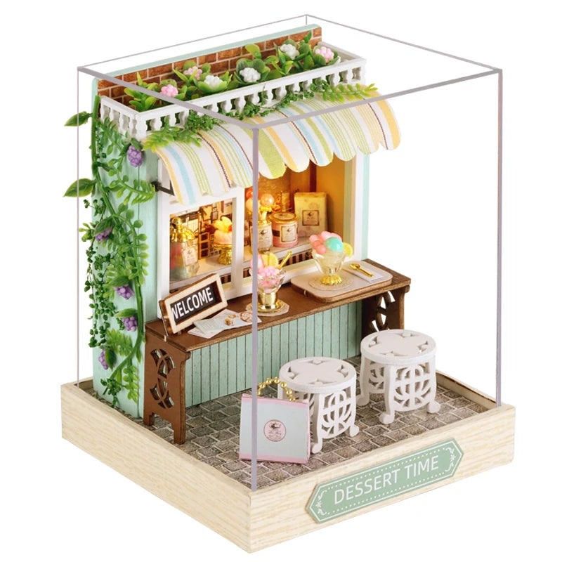 Mini Miniature Doll House DIY Small House Kit With Furniture Cover Making Room Toys Home Bedroom Decorations  Wooden DollHouse