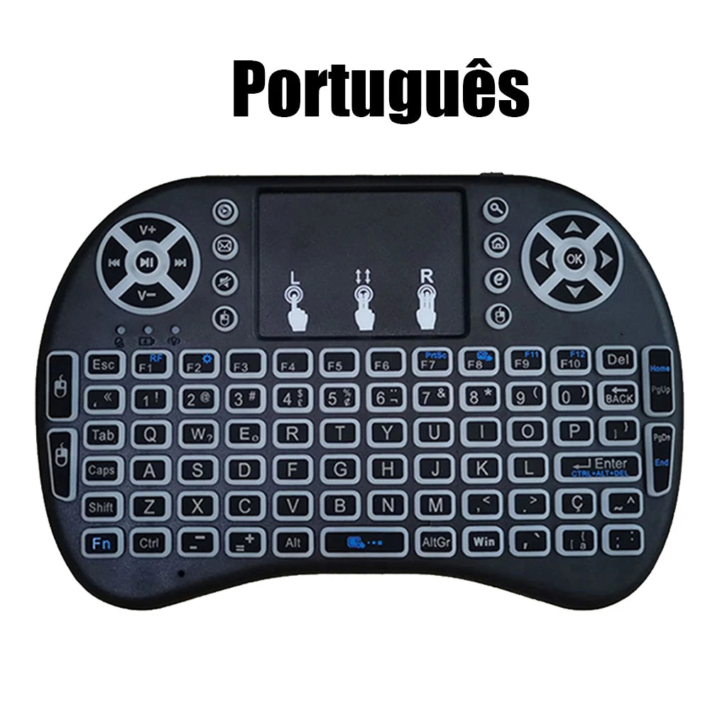 I8 Mini Wireless Keyboard 7 Color Backlit Russian French Spanish Portuguese Arabic 2.4G Air Mouse Remote for Android TV Box PC