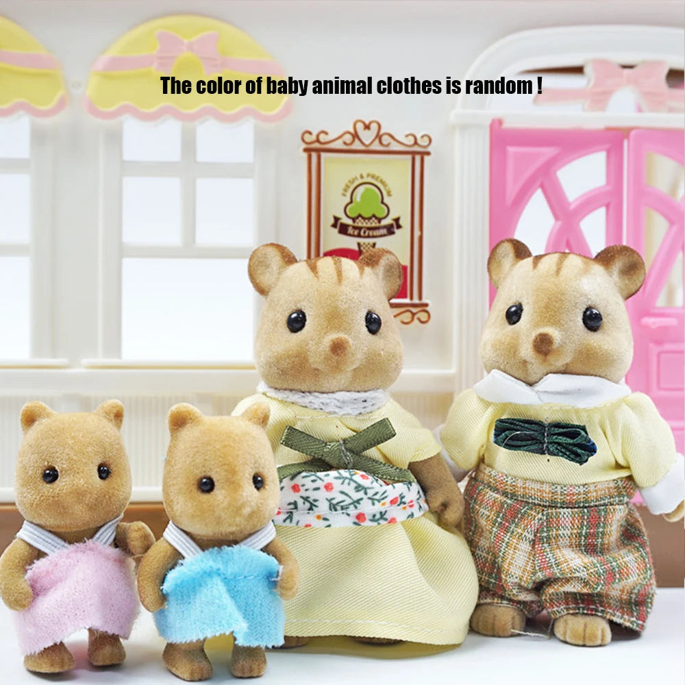 Rabbit Doll 1/12 Micro Dollhouse Reindeer Sheep Elephant Squirrel Family Kitchen Toy Miniature Furniture Set Girl Toy Gift