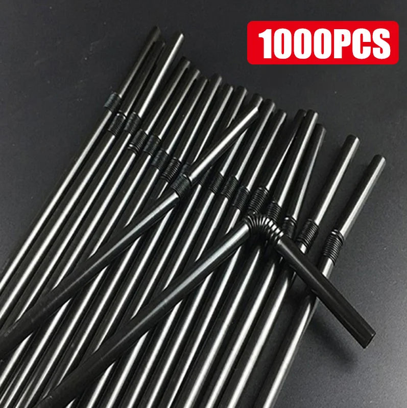 50-1000Pcs Drinking Straws Colorful & Black rietjes Flexible Wedding Party Supplies Drinking Straws Kitchen Wholesale