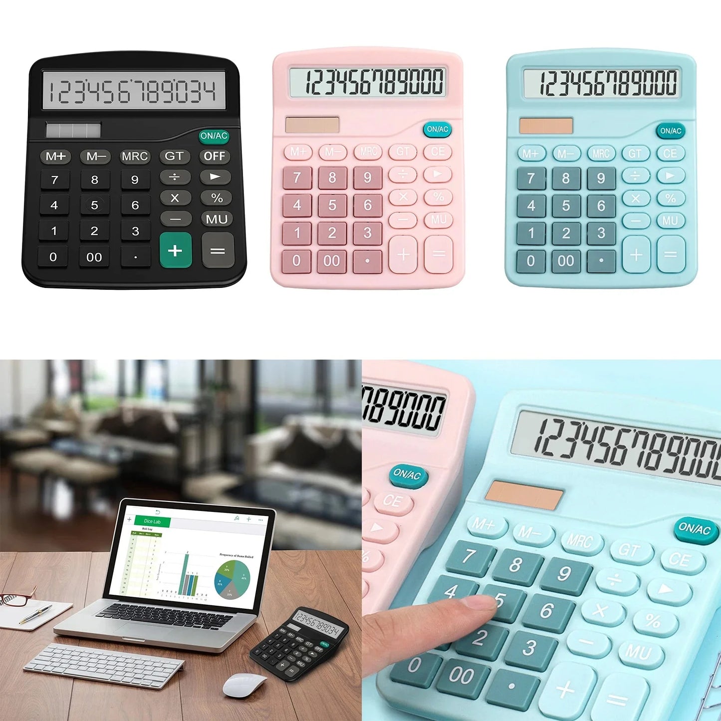 12 Digits Electronic Calculator Solar Calculator Dual Power Supply Calculator for Home Office School Financial Accounting Tools