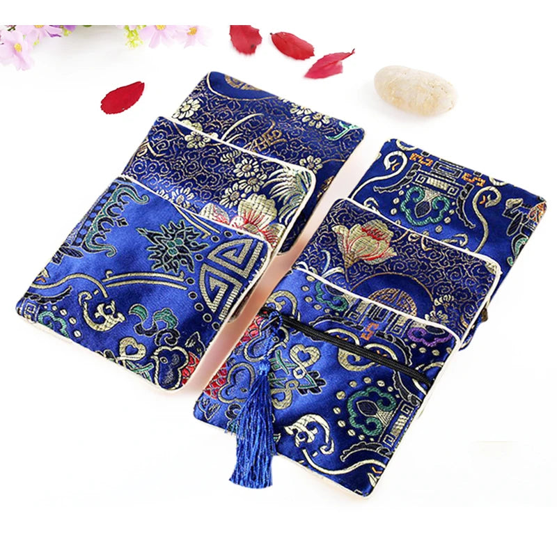 Zipper Tassel Jewelry Storage Bag Jewelry Bag Embroidered Small Cloth Bag Brocade Box Buddha Bead Bag Bracelet Lucky Bag