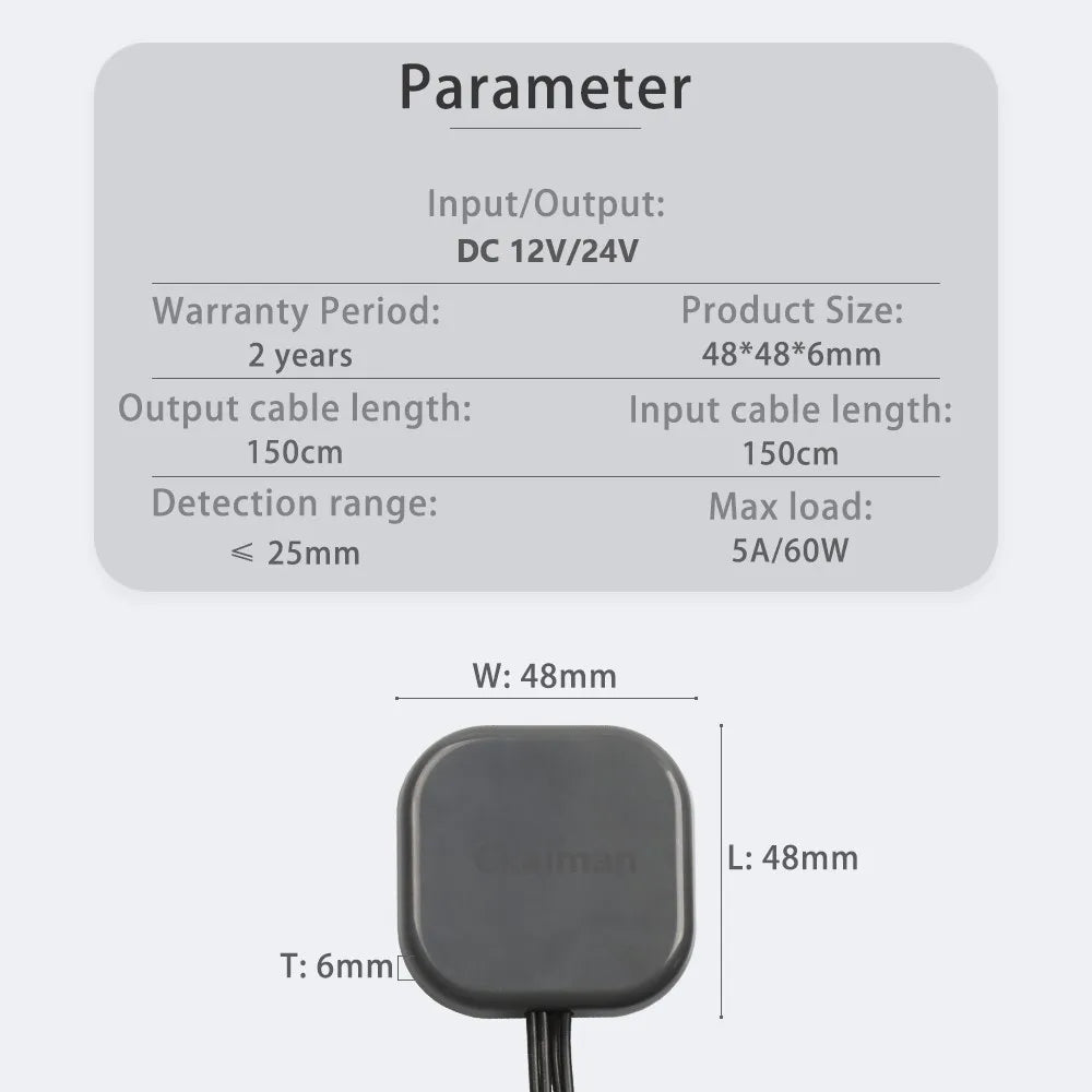 Penetration 25mm DC12V 24V 5A Wooden Cabinet Desk Furniture Hidden Invisible Switch Dimming Color Adjustable LED Touch Sensor Sw