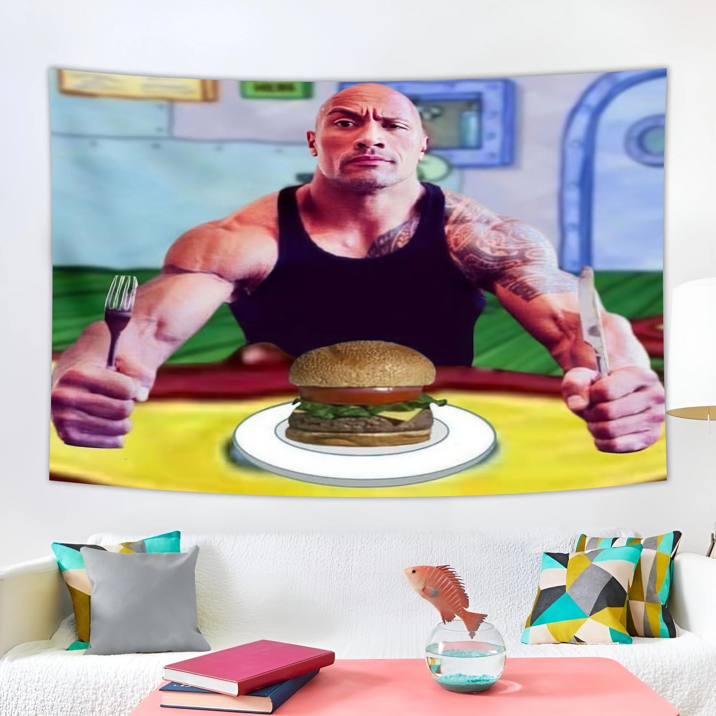 Johnson Pancake Tapestry Hanging Funny Meme Home Décor Aesthetic Art Polyester Material Background