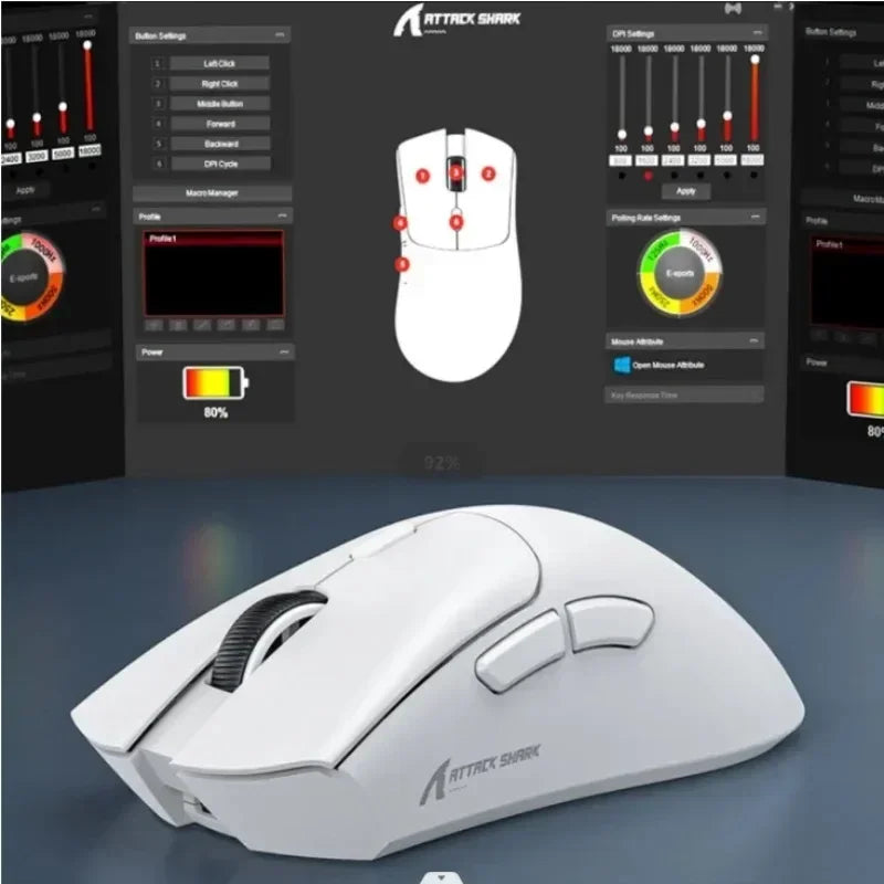 Attack Shark R1 18000dpi Wireless Bluetooth Mouse, Ultra Lightweight Ergonomic Design Mouse, PAW3311 Macro Gaming Mouse