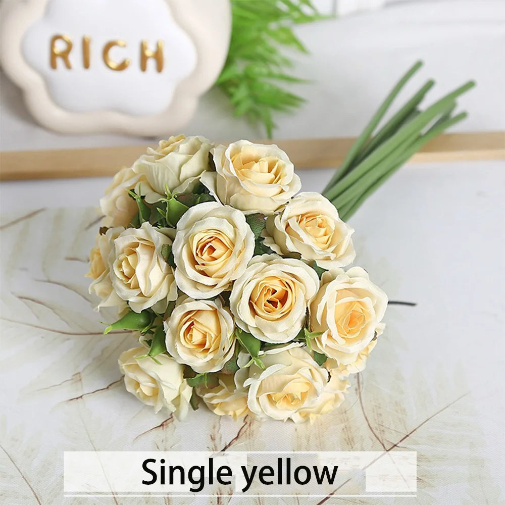 18 individual roses in hand, finished flower bouquet, living room decoration, artificial flower, artificial