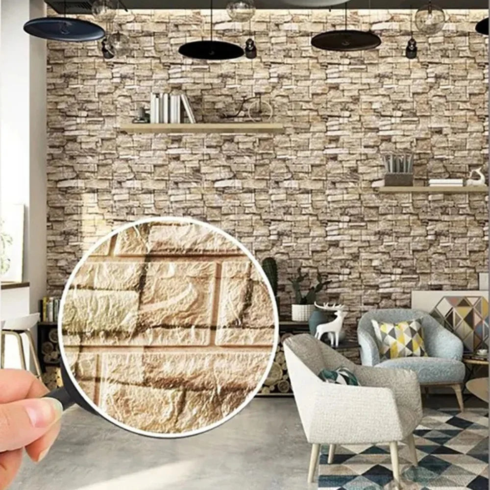 70cm*100cm DIY Self-adhesive Wallpaper Brick Pattern Modern Home Decoration PVC Waterproof Wall Stickers 3D Kitchen Background