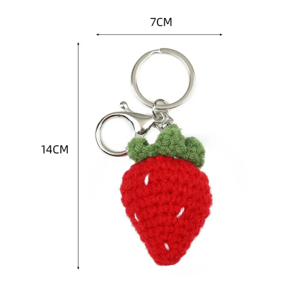 New Knitted Fruit Keychain Simulation Strawberry Cherry Pear Peach Key Ring Women Girl Car Bag Key Pendant Jewelry Key Holder