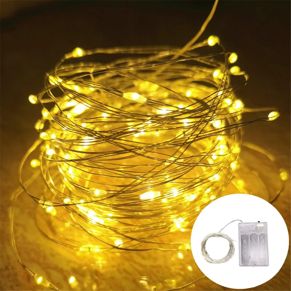 10M Copper Wire LED String Lights Outdoor Waterproof Garlands Festoon Fairy Wedding Decorations For New Year Christmas Tree