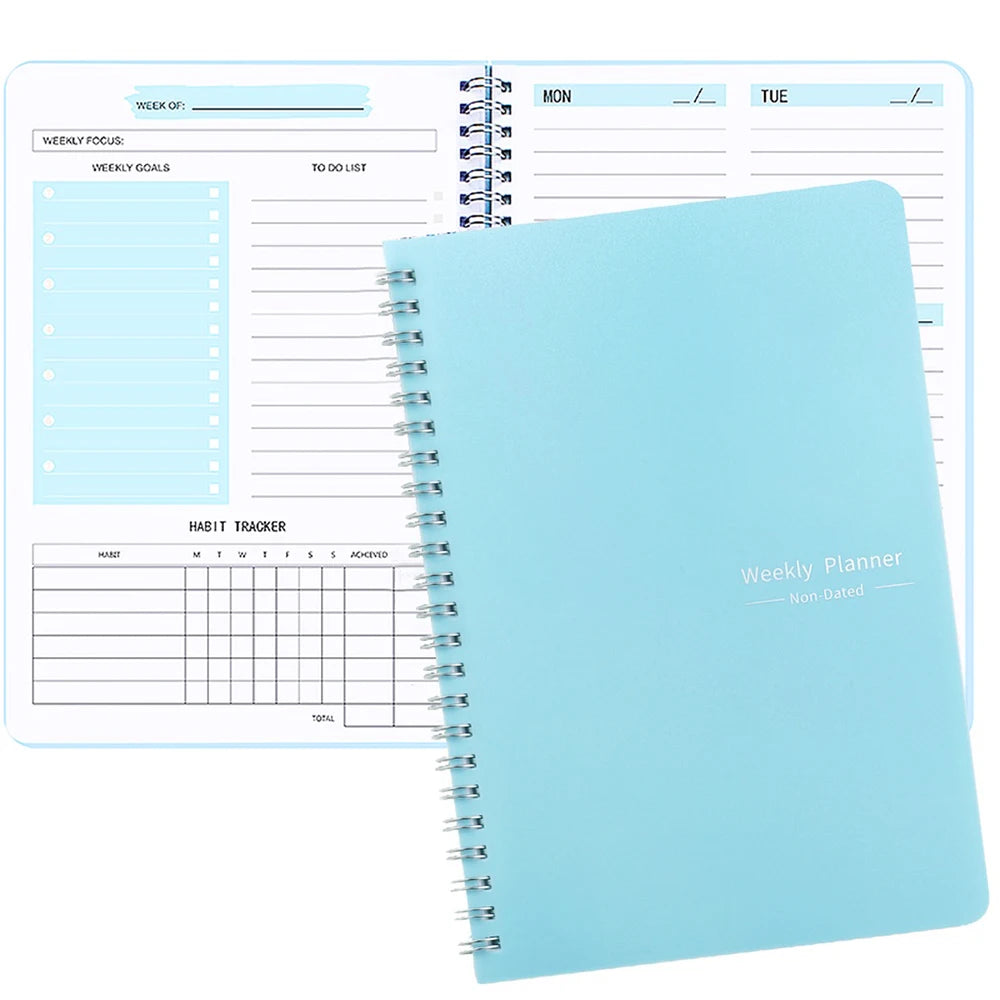 Planner Schedule Agenda Efficiency Notebook Daily Weekly Monthly Diary Journal for Students School Office Stationery Supplies