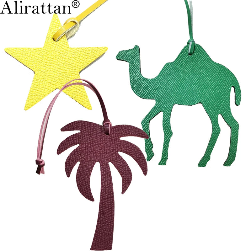 Alirattan New Trendy Genuine Leather Eagle Keychain Date Palm Camel Star Luxury Pendant Charm Accessories Character Coconut Tree